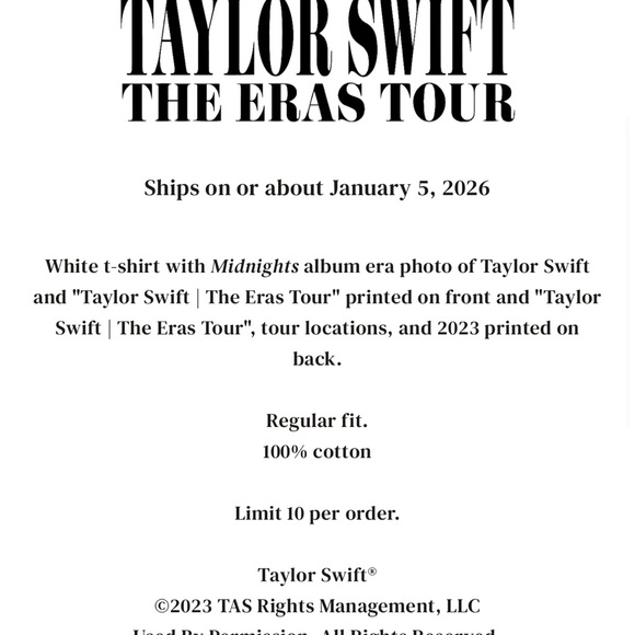 Midnights Album Eras Tour T Shirt Taylor Swift 2023 The Eras Tour Dates Clock - Picture 4 of 5